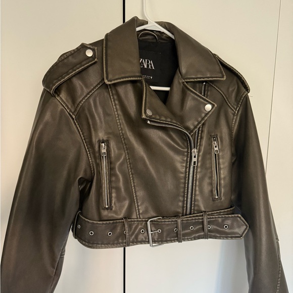 Zara Women's Dark Brown Leather Jacket - Picture 1 of 2
